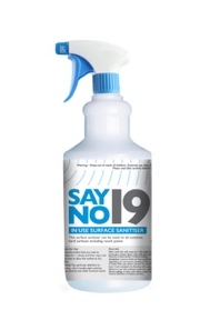 Surface Sanitiser Blue - Say No 19 - In Use Surface Sanitiser Spray